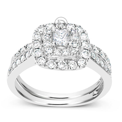 Diamond Engagement Ring 1 CTW Princess W/ Round Cut 14K White Gold