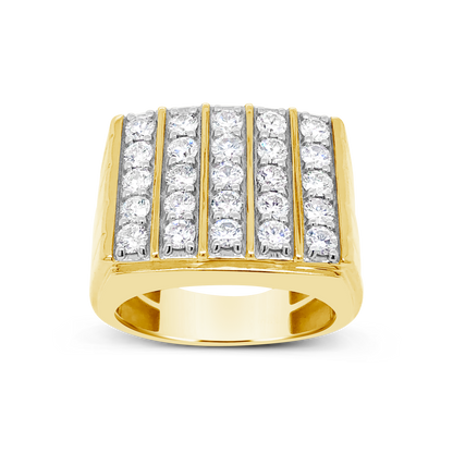 Diamond Ring 2 CTW Round Cut 10K Yellow Gold