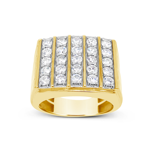Diamond Ring 2 CTW Round Cut 10K Yellow Gold