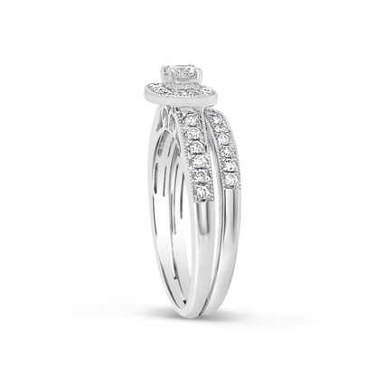 Diamond Halo Engagement Ring 1 CTW Round Cut 14K White Gold