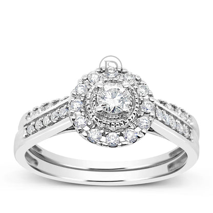 Diamond Halo Engagement Ring .33 CTW Round Cut 14K White Gold