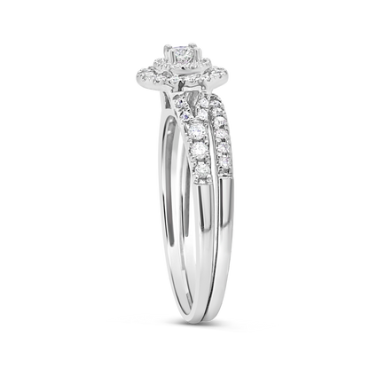Diamond Halo Engagement Ring .34 CTW Round Cut 14K White Gold