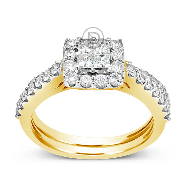 Diamond Engagement Ring 1 CTW 14K Yellow Gold Bridal Set