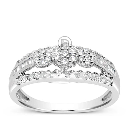 3 Stone Diamond Engagement Ring .36 CTW Round Cut 14K White Gold