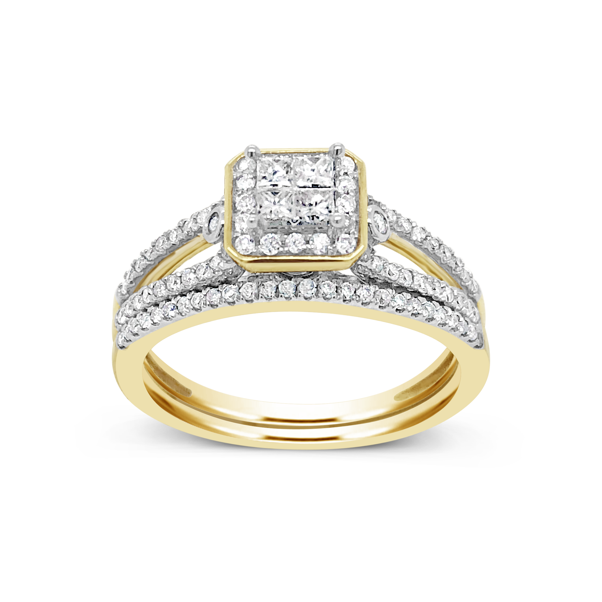 Diamond Engagement Ring .52 CTW Princess & Round Cut 14K Yellow Gold
