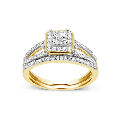 Diamond Engagement Ring .52 CTW Princess & Round Cut 14K Yellow Gold