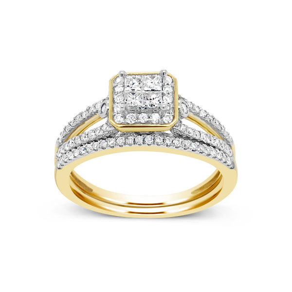 Diamond Engagement Ring .52 CTW Princess & Round Cut 14K Yellow Gold