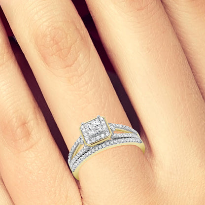 Diamond Engagement Ring .52 CTW Princess & Round Cut 14K Yellow Gold