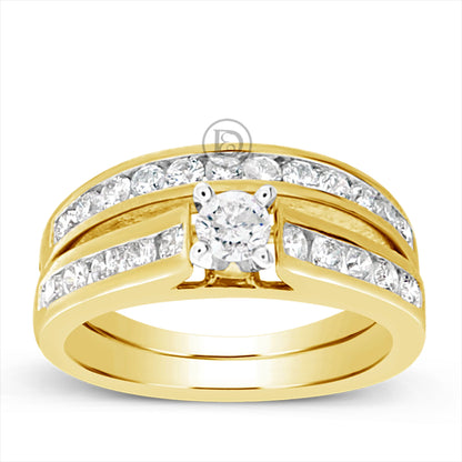 Diamond Halo Engagement Ring 1 CTW Round Cut Yellow Gold