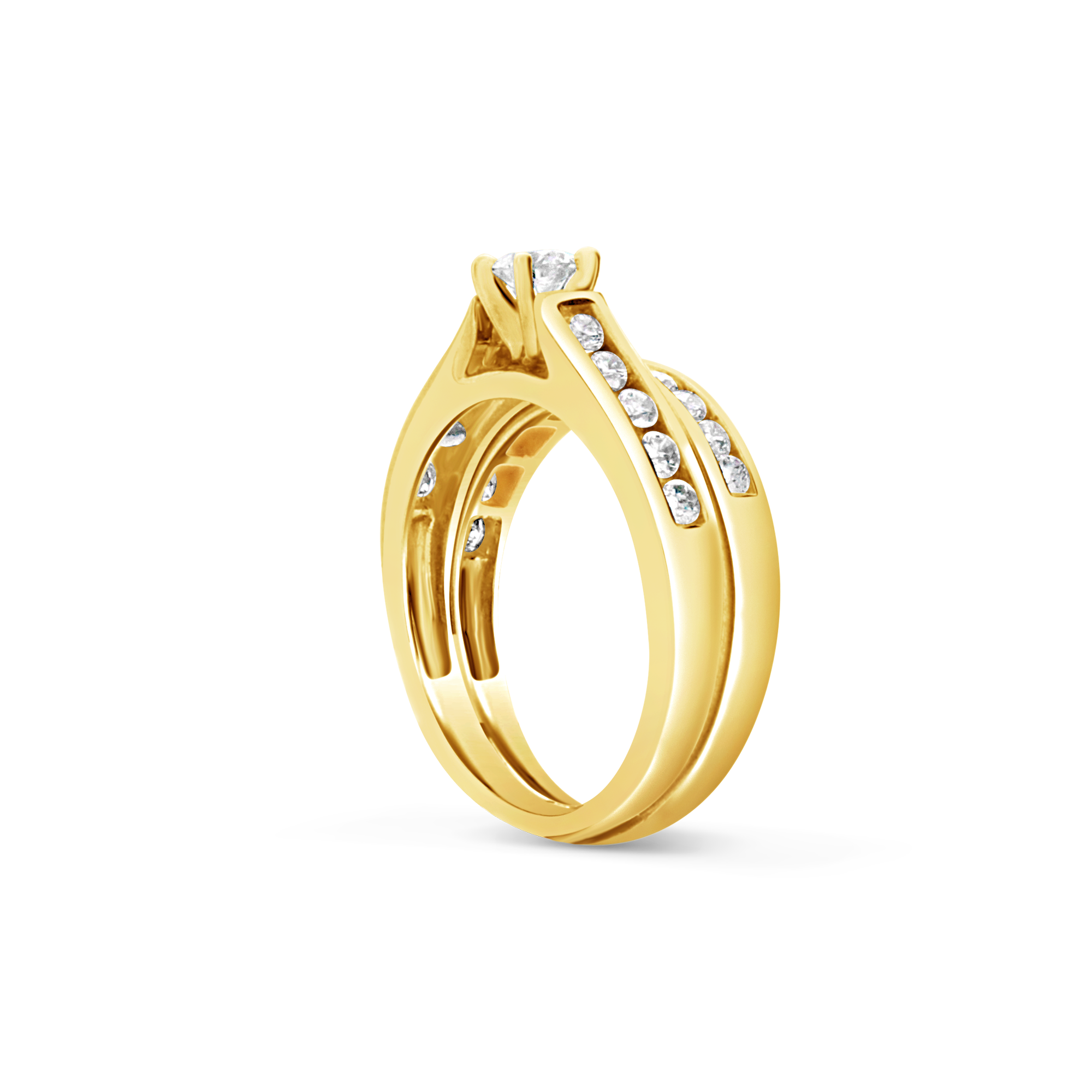 Diamond Halo Engagement Ring 1 CTW Round Cut Yellow Gold