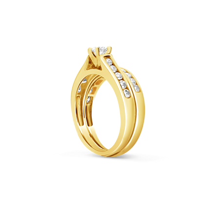 Diamond Halo Engagement Ring 1 CTW Round Cut Yellow Gold