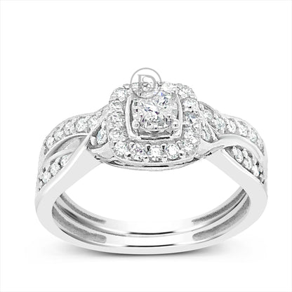 Diamond Halo Engagement Ring .40 CTW 14k White Gold
