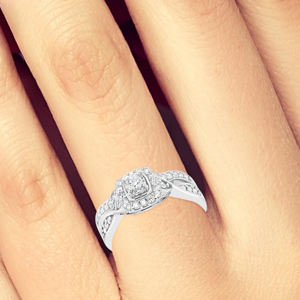 Diamond Halo Engagement Ring .40 CTW 14k White Gold