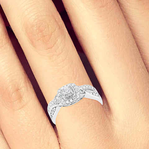 Diamond Halo Engagement Ring .40 CTW 14k White Gold