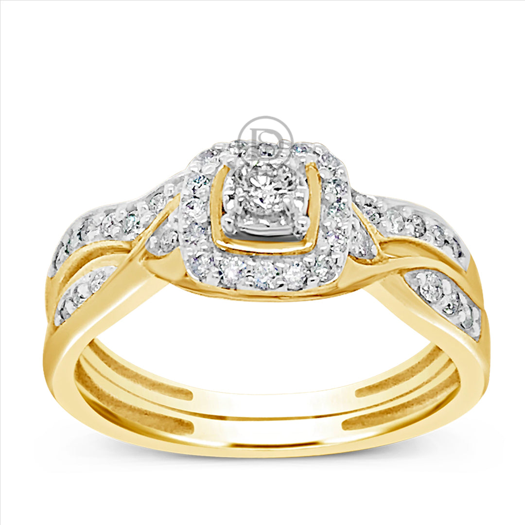 Diamond Halo Engagement Ring .40 CTW Round Cut 14K yellow Gold