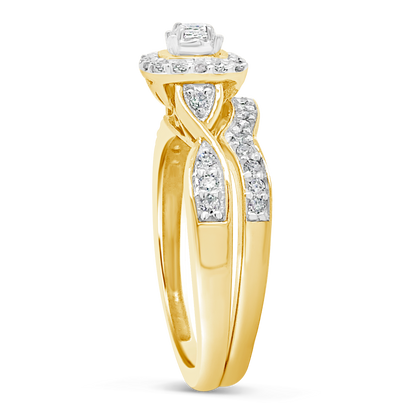 Diamond Halo Engagement Ring .40 CTW Round Cut 14K yellow Gold