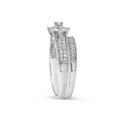Diamond Halo Engagement Ring .33 CTW Round Cut 14K White Gold