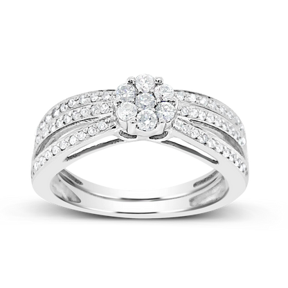 Diamond Halo Engagement Ring .40 CTW Round Cut 14K White Gold