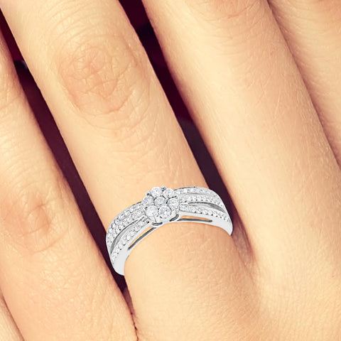 Diamond Halo Engagement Ring .40 CTW Round Cut 14K White Gold