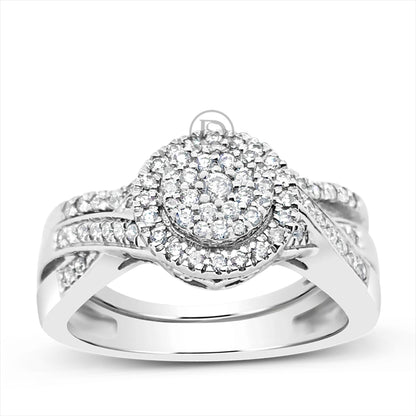Diamond Halo Engagement Ring .40 CTW Round Cut 14k White Gold