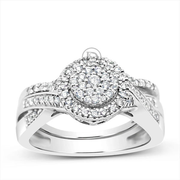 Diamond Halo Engagement Ring .40 CTW Round Cut 14k White Gold