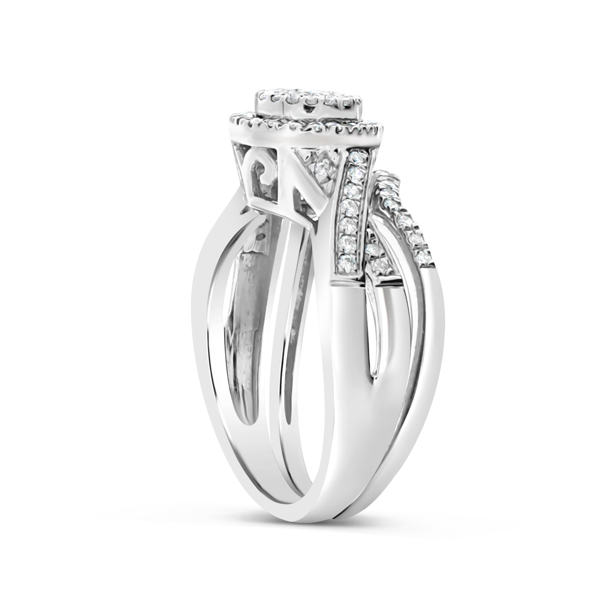 Diamond Halo Engagement Ring .40 CTW Round Cut 14k White Gold