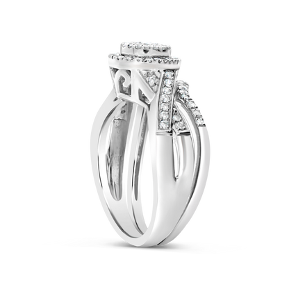 Diamond Halo Engagement Ring .40 CTW Round Cut 14k White Gold
