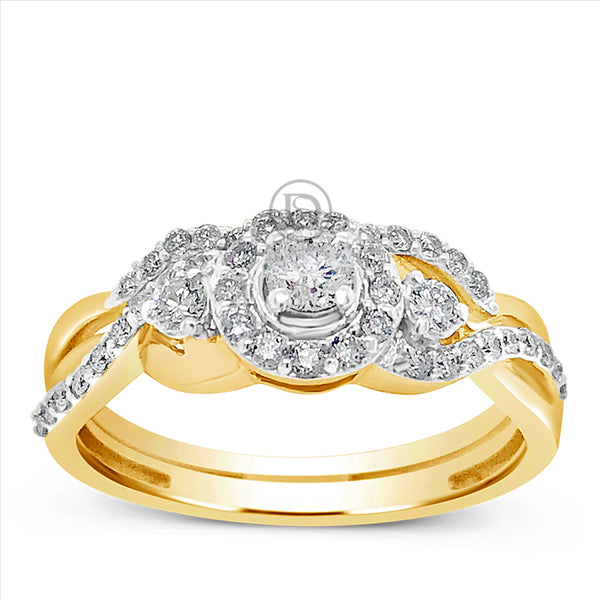 Diamond Halo Engagement Ring .61 CTW Round Cut 14K White Gold