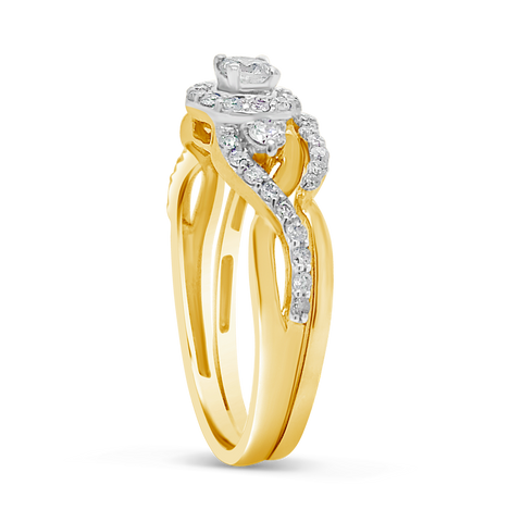 Diamond Halo Engagement Ring .61 CTW Round Cut 14K White Gold