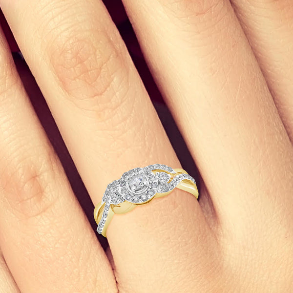 Diamond Halo Engagement Ring .61 CTW Round Cut 14K White Gold