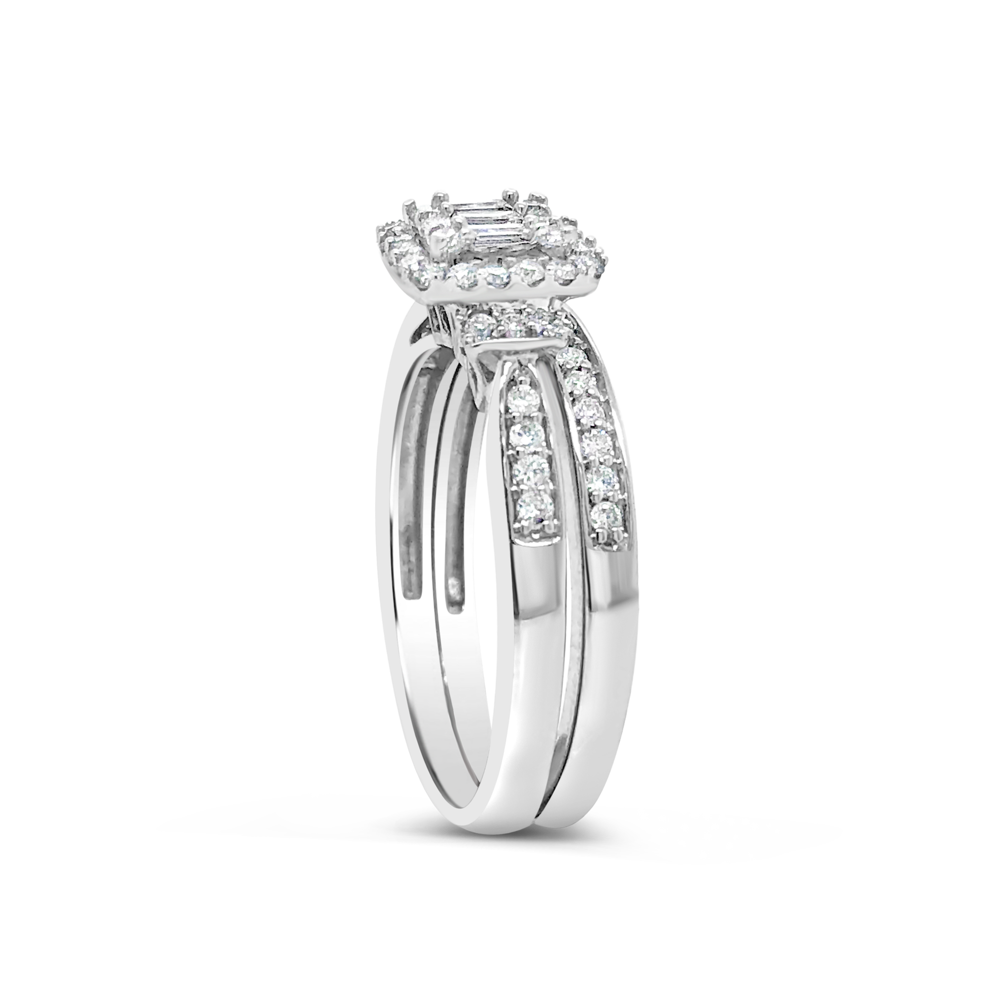 Diamond Engagement Ring .50 CTW 14K White Gold Bridal Set