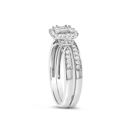 Diamond Engagement Ring .50 CTW 14K White Gold Bridal Set