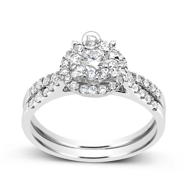 Diamond Halo Engagement Ring .62 CTW Round Cut 14K White Gold