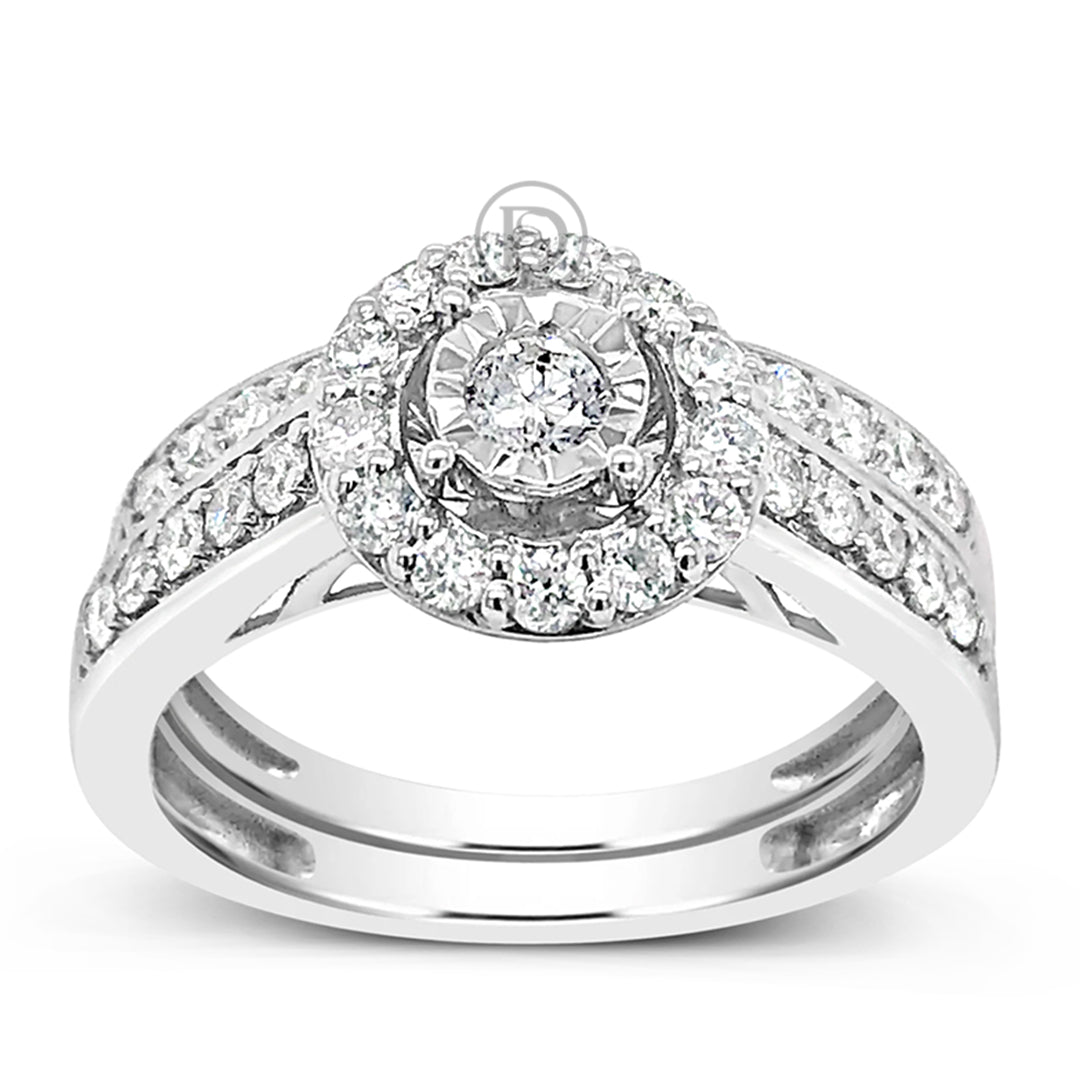 Diamond Engagement Ring .75 CTW 14K White Gold Bridal Set
