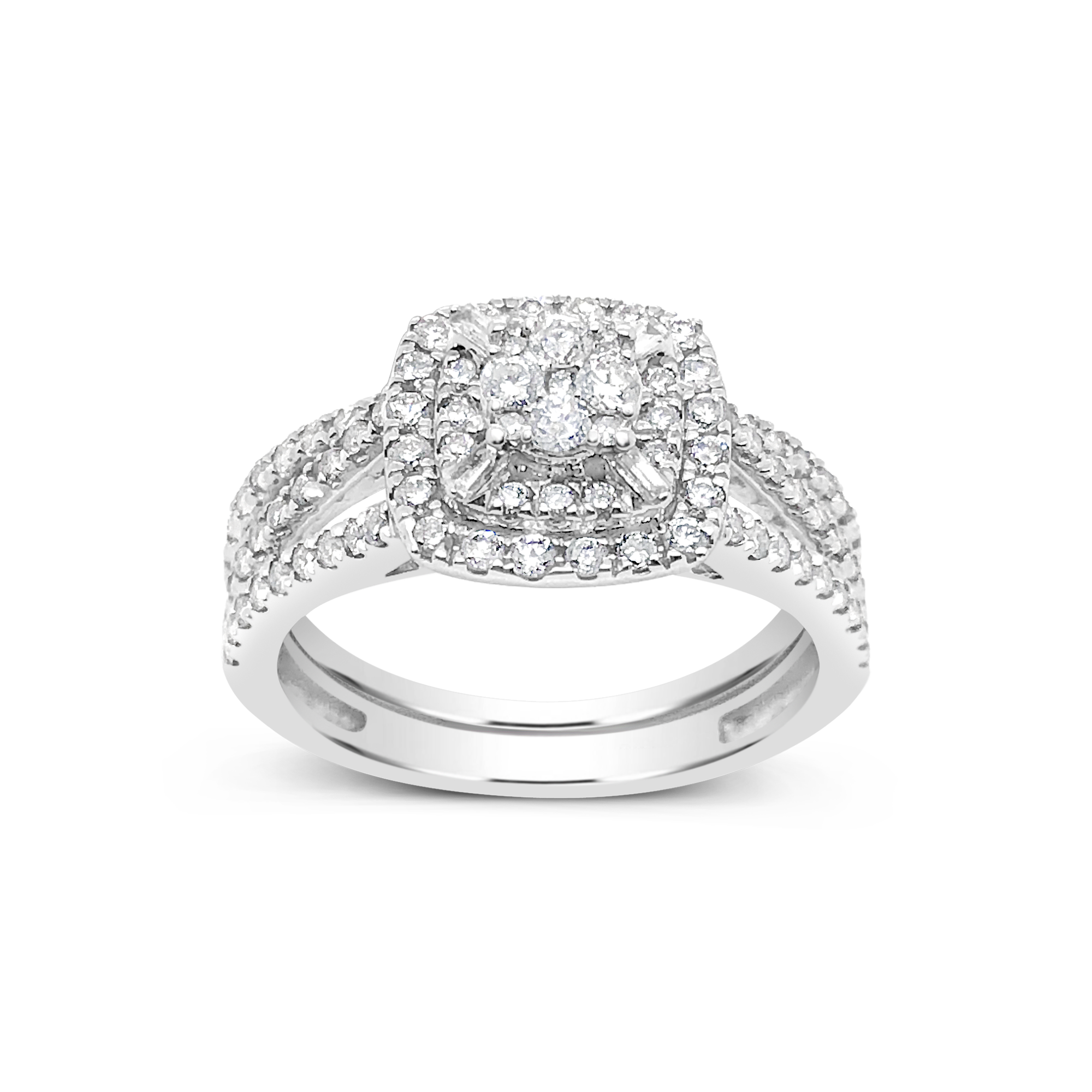 Diamond Halo Engagement Ring .75 CTW Round Cut 14K White Gold
