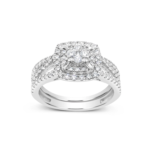 Diamond Halo Engagement Ring .75 CTW Round Cut 14K White Gold