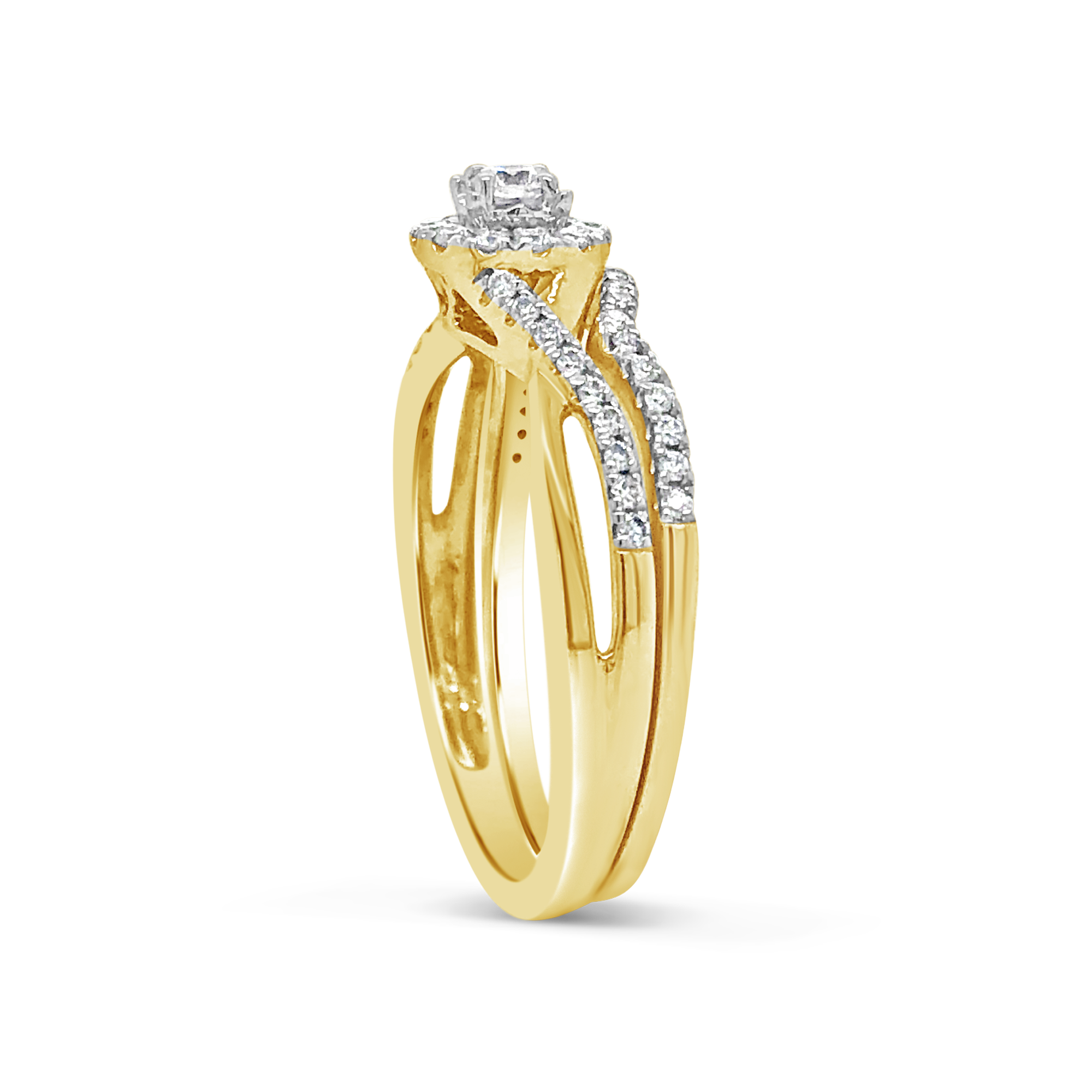 Diamond Halo Engagement Ring 2 CTW Round Cut 14K White Gold