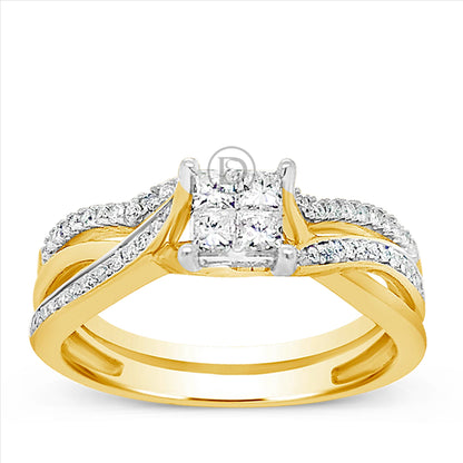 Diamond Engagement Ring .39 CTW Princess Cut w/Round Cut 14K Yellow Gold