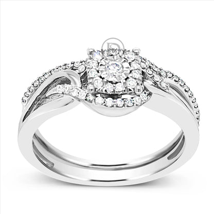 Diamond Halo Engagement Ring .25 CTW Round Cut 14K White Gold