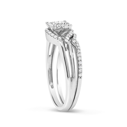 Diamond Halo Engagement Ring .25 CTW Round Cut 14K White Gold