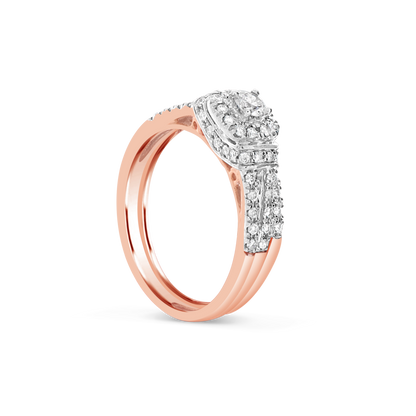 Diamond Halo Engagement Ring .50 CTW Round Cut Rose Gold