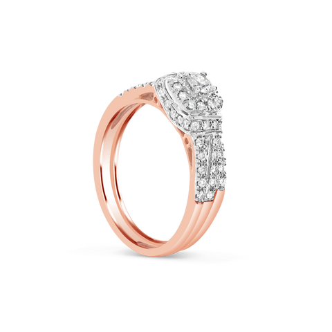 Diamond Halo Engagement Ring .50 CTW Round Cut Rose Gold