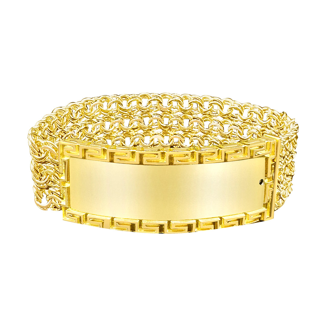 Gold And Silver Plated Geometric Design Mens Bracelet
