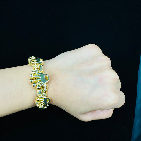 10K yellow gold chino link ID bracelet with Crown