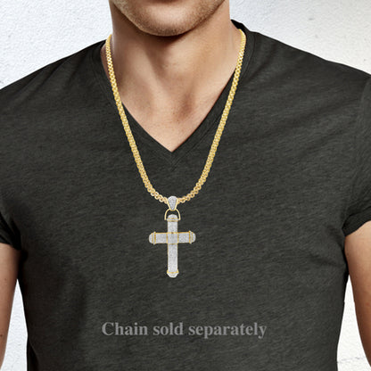 Diamond Cross Pendant 2.50 CTW Round Cut 10K Yellow Gold
