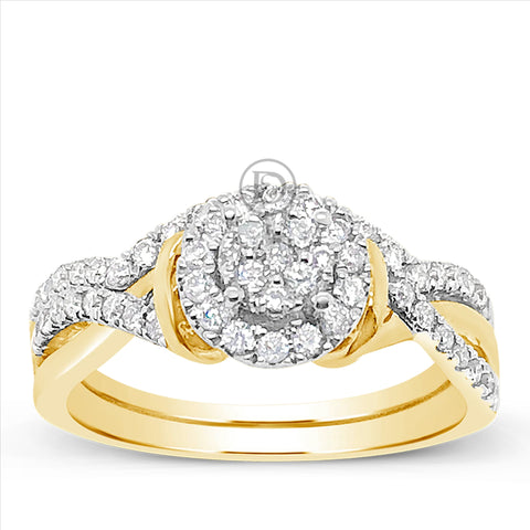 Infinity Diamond Halo Engagement Ring .49 CTW Round Cut 14K Rose Gold