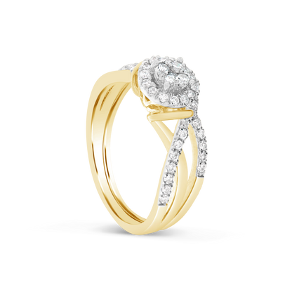 Infinity Diamond Halo Engagement Ring .49 CTW Round Cut 14K Rose Gold