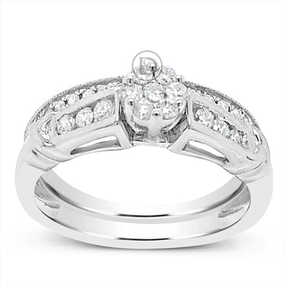 Diamond Halo Engagment Ring .26 CTW 14K White Gold