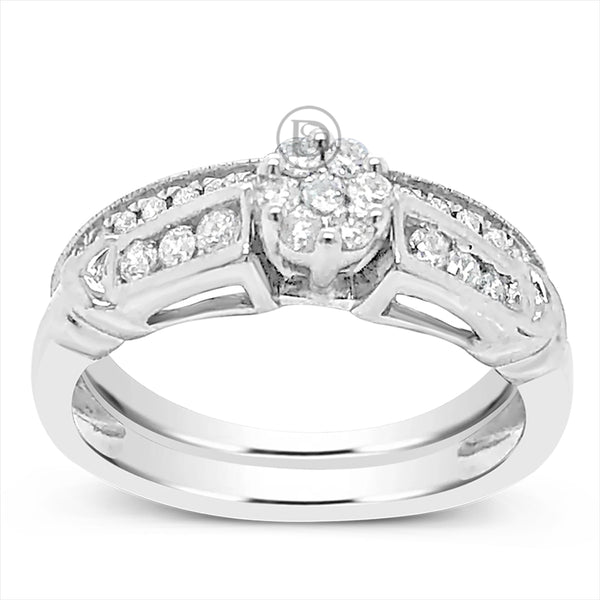 Diamond Halo Engagment Ring .26 CTW 14K White Gold