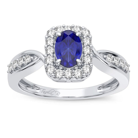 14K 0.25CT Diamond Ring Sapphire